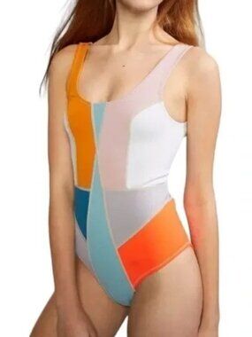 Cynthia‎ Rowley Prism Kalleigh Neoprene Color Block One Piece Swim Suit XS